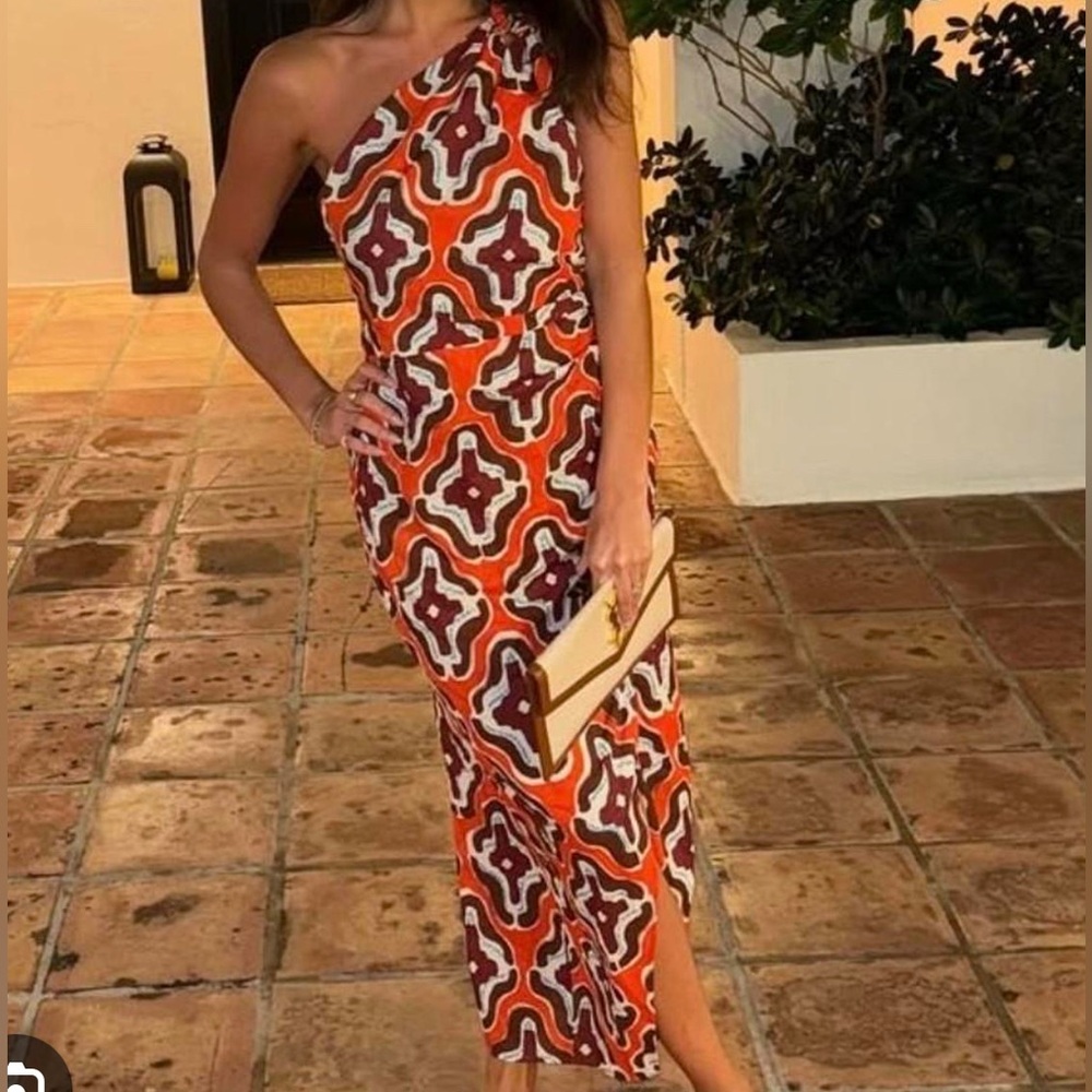 Zara One-Shoulder Geometric Maxi Dress - XS